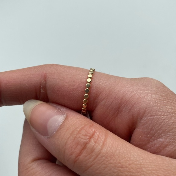 14k Gold Hammered Bubble Stacker Rings (Thin) - Picture 2 of 3